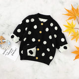 Baby Girl Polka Dot Pattern Single Breasted Design Knitted Lovely Cardigan