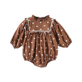 Spring Arrival Baby Girls Long Sleeves Simple Heart Pattern Onesies