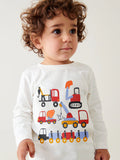 Spring And Autumn Boys Cartoon Vehicles Pattern Long Sleeves Top T-Shirt And Solid Color Pants Clothing Set - MyKids-USA™