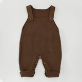 Spring Arrival Baby Unisex Sleeveless Simple Solid Color Knitted Strap Rompers Overalls