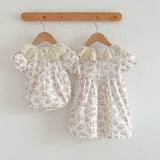 Summer Girls Floral Pattern Ruffle Collar Onesies OR Girls Dress - MyKids-USA™