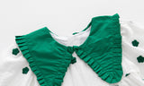 Baby Girl Polka Dot Pattern Green Doll Neck Cute Dress