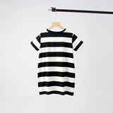 Baby Striped Pattern Short Sleeve Crewneck Dress