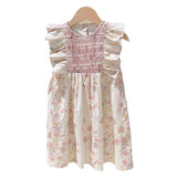 Summer New Arrival Baby Kids Girls Sleeveless Flowers Pattern Crew Neck Princess Dress