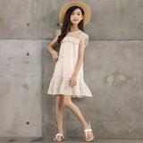 Summer Hot Selling Kids Girls Mesh Patchwork Short Sleeves Floral Print Dress