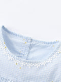 Summer New Arrival Girls’ Simple Plaid Short Sleeves Light Blue Dress - MyKids-USA™