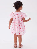 Baby Girls Crew Neck Plaid Cherry Print Short Sleeves Dress - MyKids-USA™