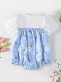 Summer New Arrival Baby Girls Floral Pattern Short Sleeves Big Bow Onesies - MyKids-USA™