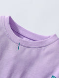 Autumn New Arrival Girls’ Flowers Pattern Crew Neck Long Sleeves Purple Dress - MyKids-USA™