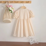 Summer Baby Kids Girls Short Sleeves Lace and Flowers Embroidered Pattern Dress - MyKids-USA™