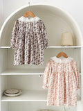 Spring and Autumn Floral Printed and Embroidered Long-sleeved Dress with Lace Collar for Stylish Girls - MyKids-USA™