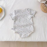 Summer Arrival Baby Unisex Casual Flowers Pattern Short Sleeves Grey Onesies