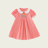 New Arrival Summer Baby Kids Girls Short Sleeves Mermaid Embroidery Dress - MyKids-USA™