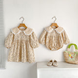 Spring Baby Girls French-style Floral Long-sleeved Onesies and Dress – Princess Sister Matching - MyKids-USA™