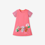 Summer Pure Cotton Animals Cartoon Pattern Short Sleeves Dress for Stylish Girls - MyKids-USA™