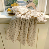 Summer Arrival Floral Pattern Short Sleeves Heart Pattern Collar Dress for Stylish Girls - MyKids-USA™