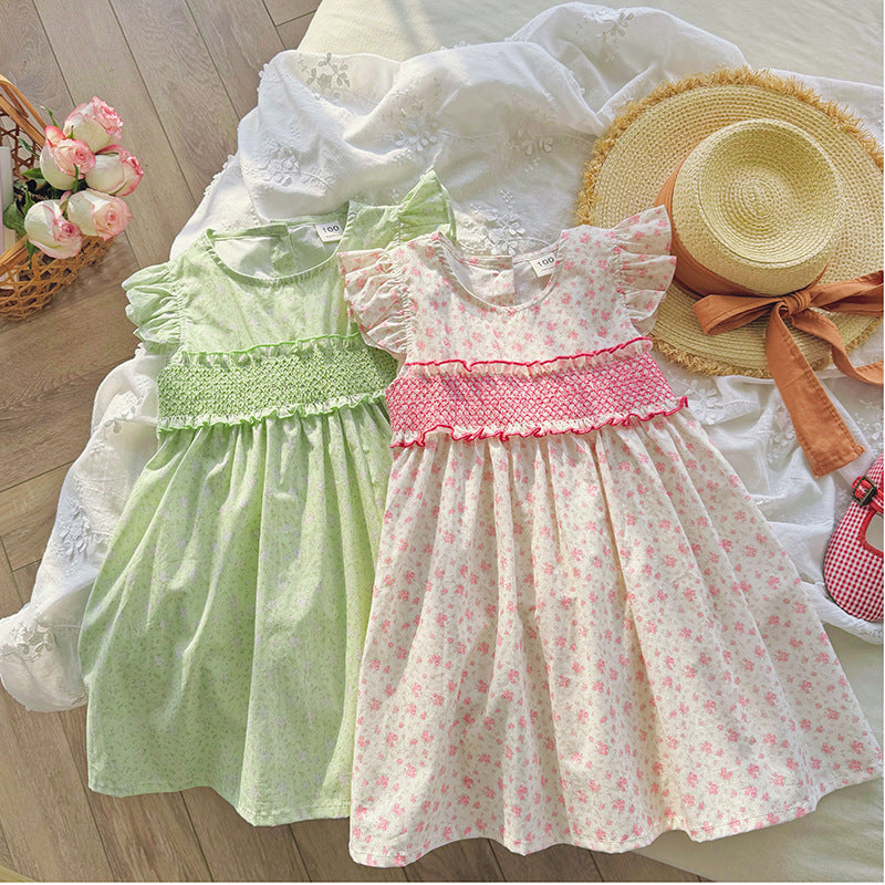 New Arrival Summer Baby Kids Girls Fly Sleeves Floral Print Dress - MyKids-USA™