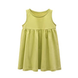 Baby Girls Solid Round Collar Design Sleeveless Dress In Summer - MyKids-USA™