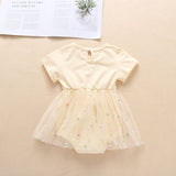Baby Girl Embroidery Daisy Short-Sleeved Round Collar Dress - MyKids-USA™
