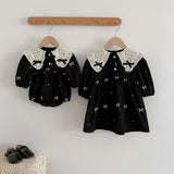 Autumn Mesh Patched Design Long Sleeve Dress - MyKids-USA™