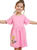 Summer Pink Dress for Girls, European and American Cute Animals Cartoon Pattern Dress - MyKids-USA™