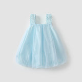 Summer Hot Selling Kids Girls Cute Blue Sleeveless Tulle Dress