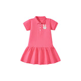 Summer Arrival Cute Rabbits Pattern Short Sleeves Polo Dress for Stylish Girls - MyKids-USA™