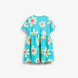 Baby Girl Floral Print Pattern Round Neck Cotton Dress - MyKids-USA™