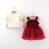 Autumn and Winter Arrival Baby Girls Long Sleeves Crew Neck Top and Rabbit Design Dress