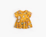 Baby Girls Cartoon Print Short-Sleeved O-Neck Dress In Summer - MyKids-USA™