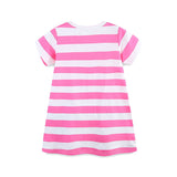Design Summer Girls Striped and Bees Pattern Short Sleeves Dress