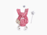 Baby Girl Doll Neck Solid Shirt & Red Plaid Graphic Bow Patched Bodysuit 1 Pieces Sets - MyKids-USA™