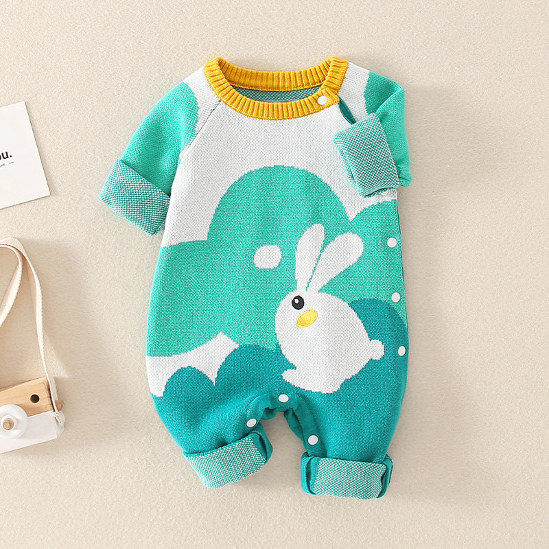 Autumn Rabbit Pattern Handknit Quality Romper - MyKids-USA™
