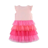 Girls Summer Cartoon Applique Sleeveless Gradient Mesh Design Dress