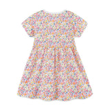 Summer Pure Cotton Colorful Floral Pattern Short Sleeves Dress for Stylish Girls - MyKids-USA™