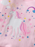 Spring And Autumn Girls Cute Cartoon Unicorn Pattern Long Sleeves Top Dress And Grey Pants Clothing Set - MyKids-USA™