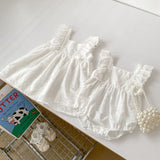 Summer Girls Solid Color Floral Embroidery Square Neck Onesies And Girls’ Dress – Princess Sister Matching - MyKids-USA™