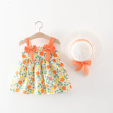 Baby Girl Flower Pattern Bow Patched Design Beautiful Dress - MyKids-USA™