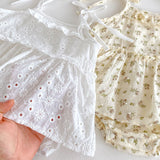 Summer Arrival Baby Girls Cute Sleeveless Floral Pattern Dress Design Strap Onesies
