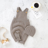 Baby Solid Color Knitted Sling Romper With Hat Sets - MyKids-USA™