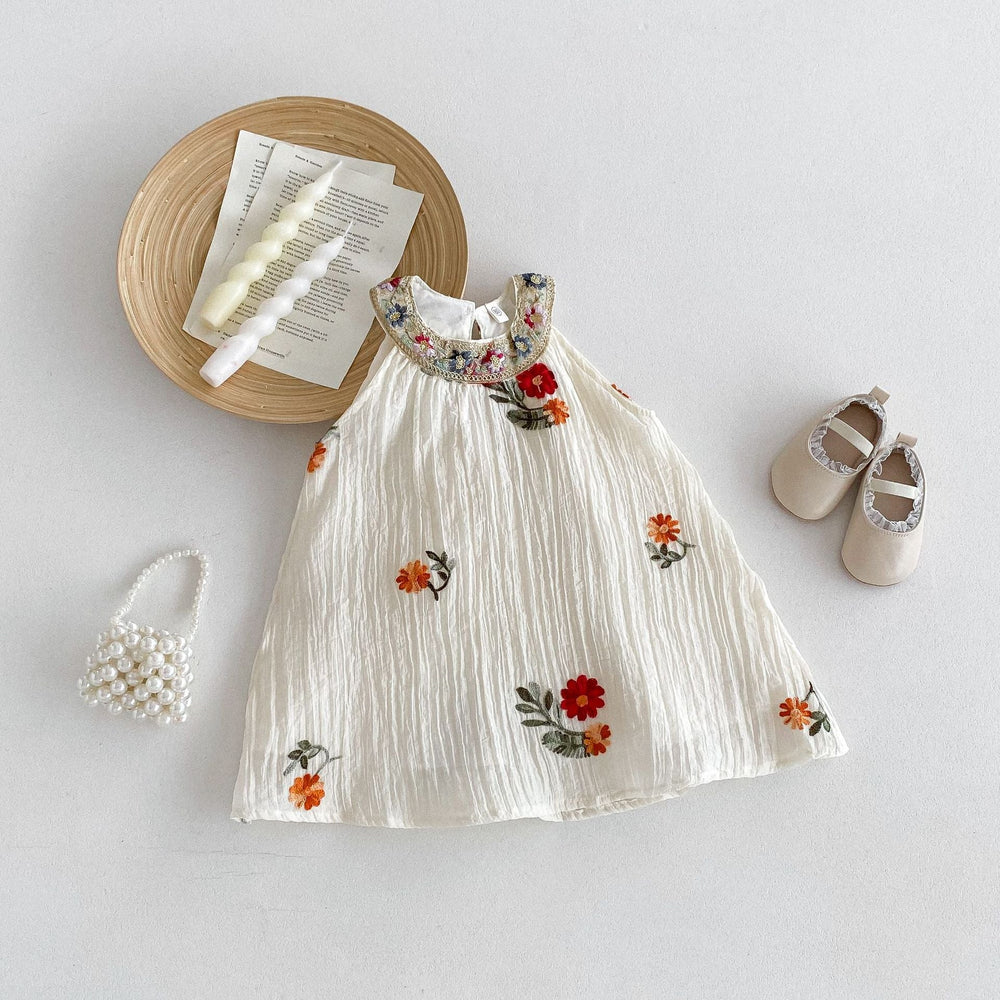 Summer New Arrival Girls Sleeveless Flowers Pattern Thin Dress - MyKids-USA™