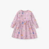 Spring Baby Grils Long Sleeve Cartoon Elements Logo Purple Dress - MyKids-USA™