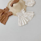 Summer Best Quality Baby Girls Fly Sleeves Simple Style Top Dress And Bloomers Clothing Set - MyKids-USA™