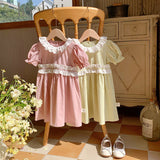 New Arrival Summer Kids Girls Short Sleeves Ruffle Collar Princess Dress - MyKids-USA™