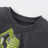 Baby Boy Excavator Print Pattern Comfy Cotton Hoodies - MyKids-USA™