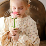 Arrival Autumn Girls Ruffle Neck Long Puff Sleeves Floral Dress - MyKids-USA™