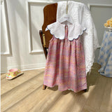 New Design Summer Baby Kids Girls Navy Style Sleeveless Plaid Dress