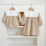Spring Baby Girls Plaid Long-sleeved Onesies and Dress – Princess Sister Matching Set - MyKids-USA™