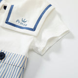 Summer Arrival Baby Boys Short Sleeves Cute Striped Pattern Navy Style Rompers - MyKids-USA™