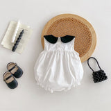 Hot Selling Summer Baby Kids Girls Color Patchwork Sleeveless Peter Pan Collar Pocketed Onesies - MyKids-USA™
